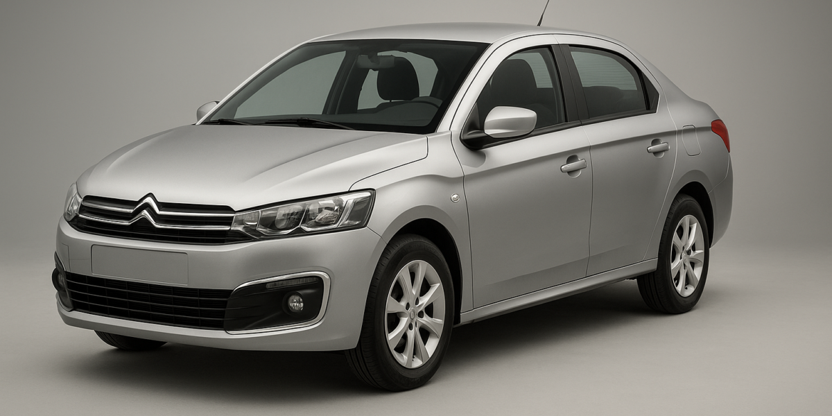 vue 3/4 avant de la C-Elysee sur fond neutre, éclairage studio, rendu net.