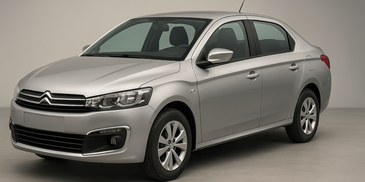 vue 3/4 avant de la C-Elysee sur fond neutre, éclairage studio, rendu net.