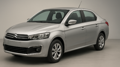 vue 3/4 avant de la C-Elysee sur fond neutre, éclairage studio, rendu net.