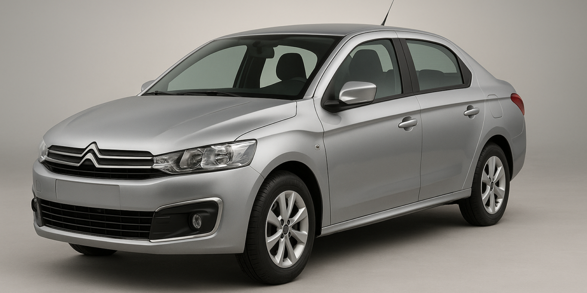 vue 3/4 avant de la C-Elysee sur fond neutre, éclairage studio, rendu net.